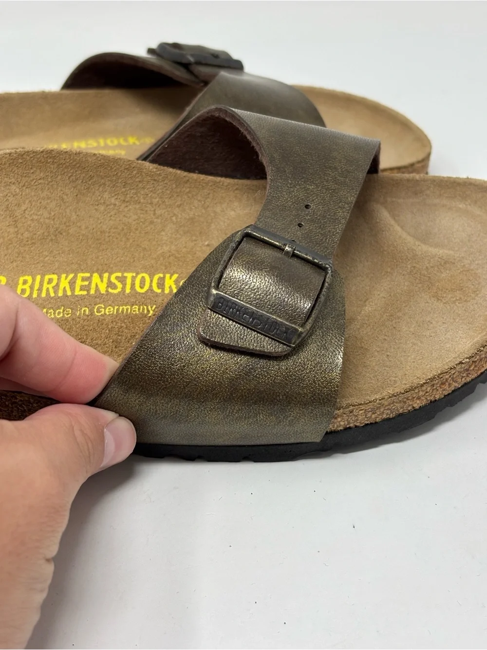 Birkenstock Madrid Birko-Flor bronze sandals size 42 (11-11.5) NWOT